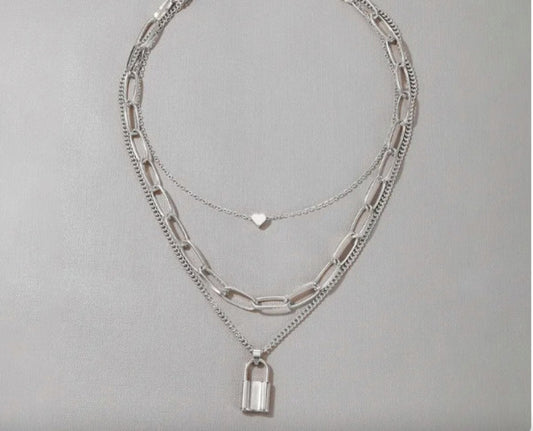 Chain Necklace with Lock Charm