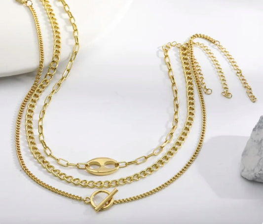 Set of 3 Gold Chain Layering Necklaces