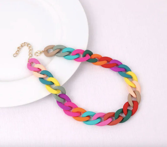 Multicolor Matte Chain Arylic Necklace