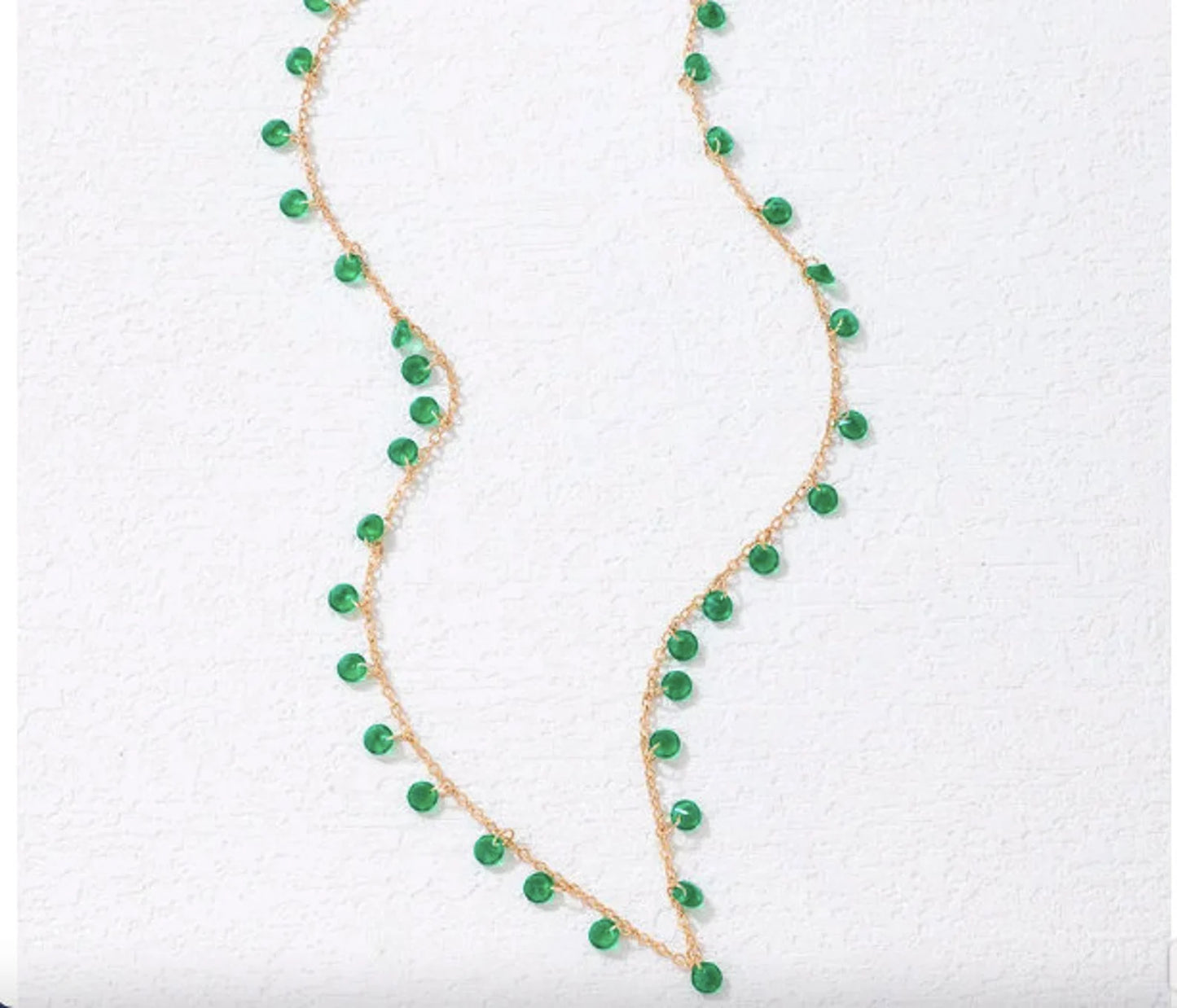 Dainty Emerald Color Choker Necklace