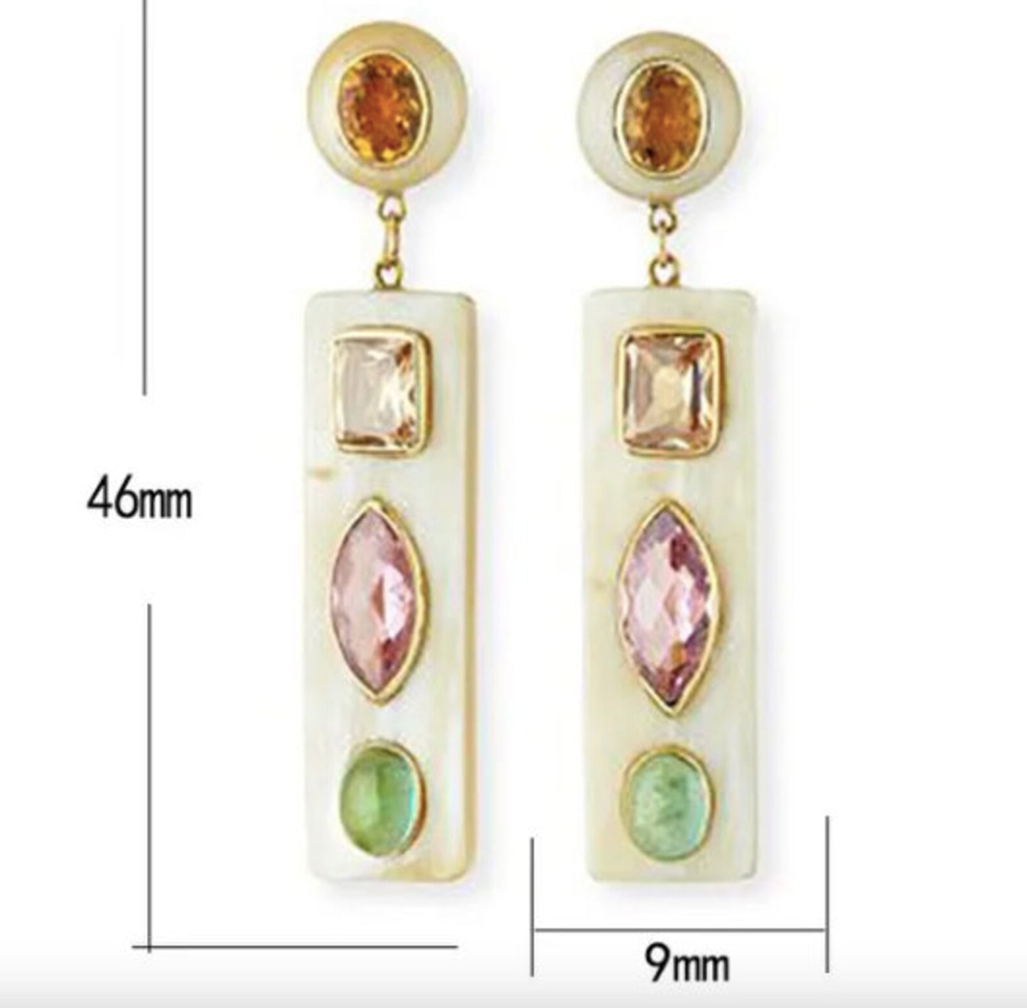 Multicolor Rectangle Gemstone Earrings