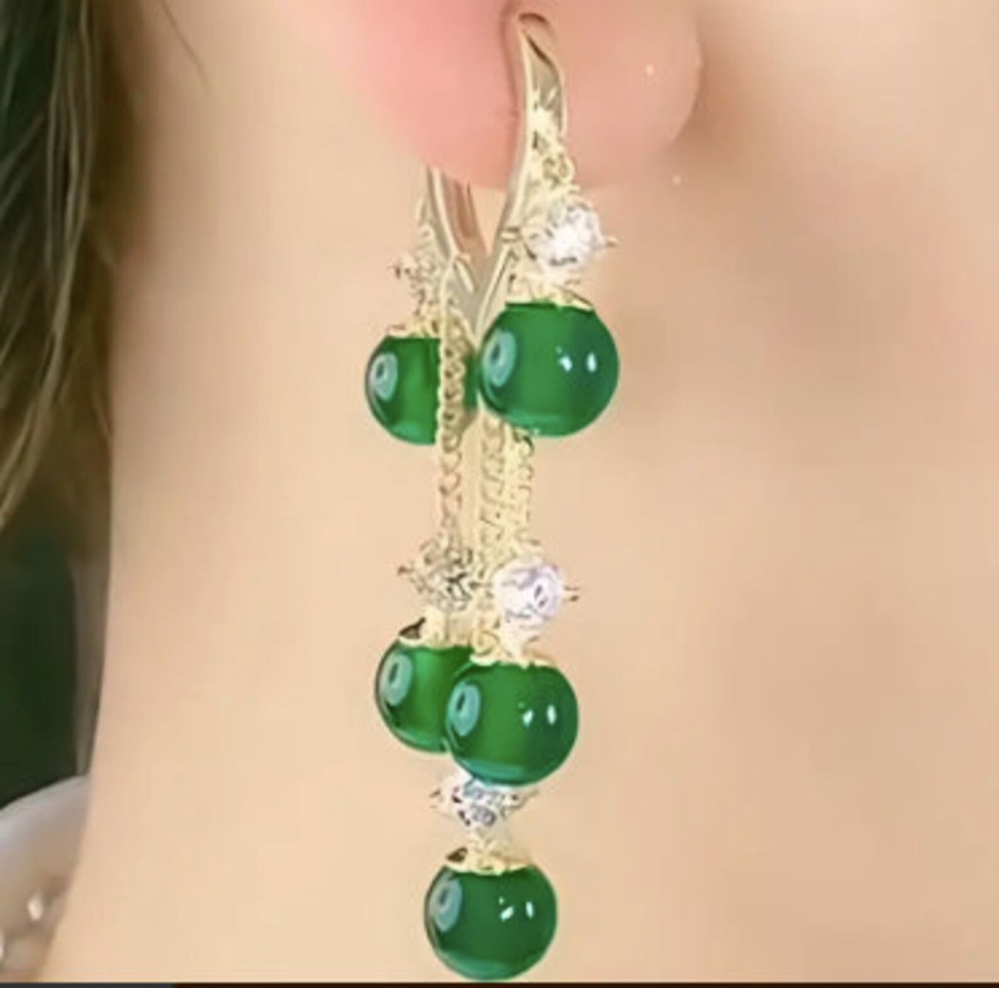 Emerald Ball Drop Earrings