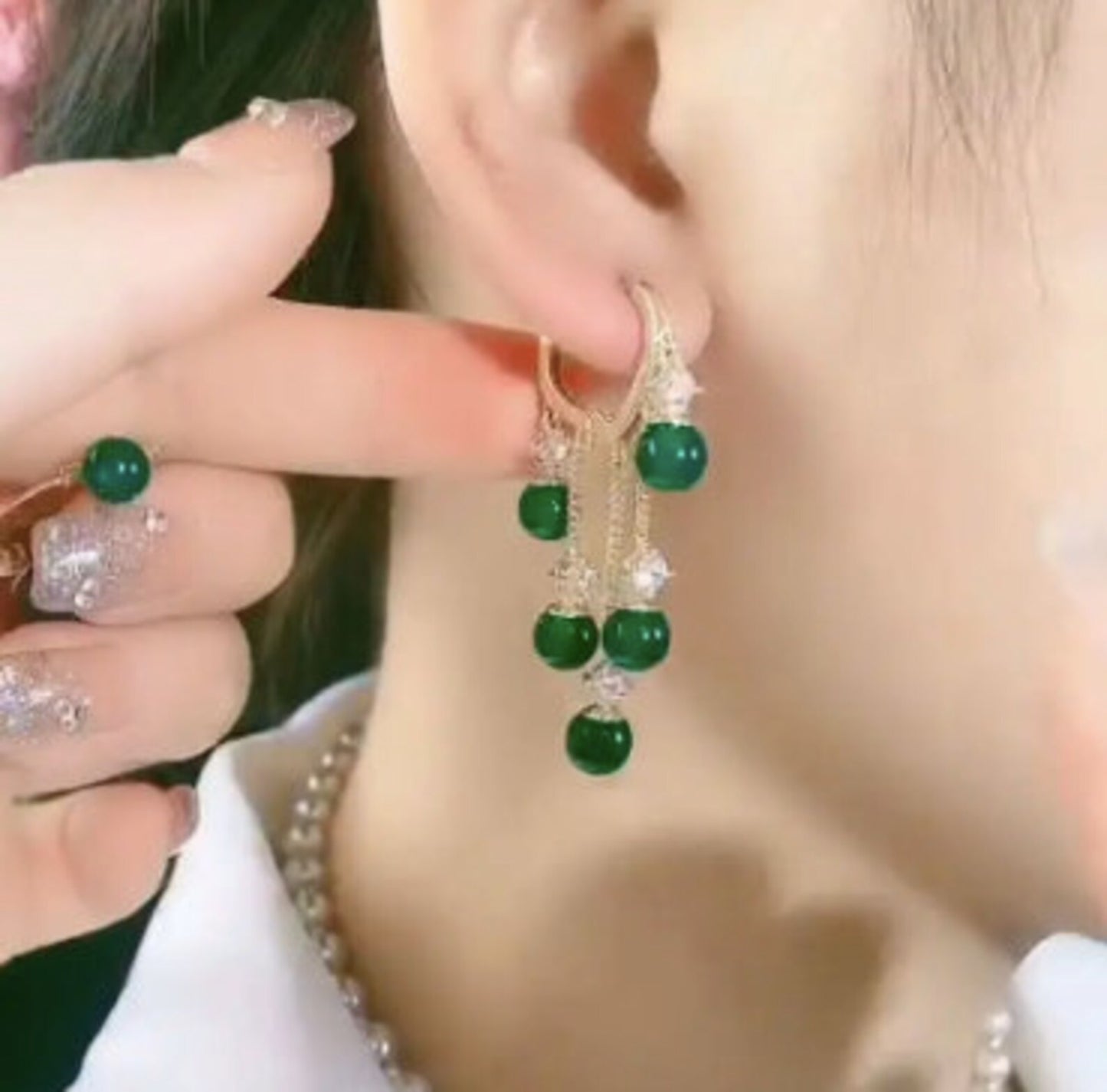 Emerald Ball Drop Earrings