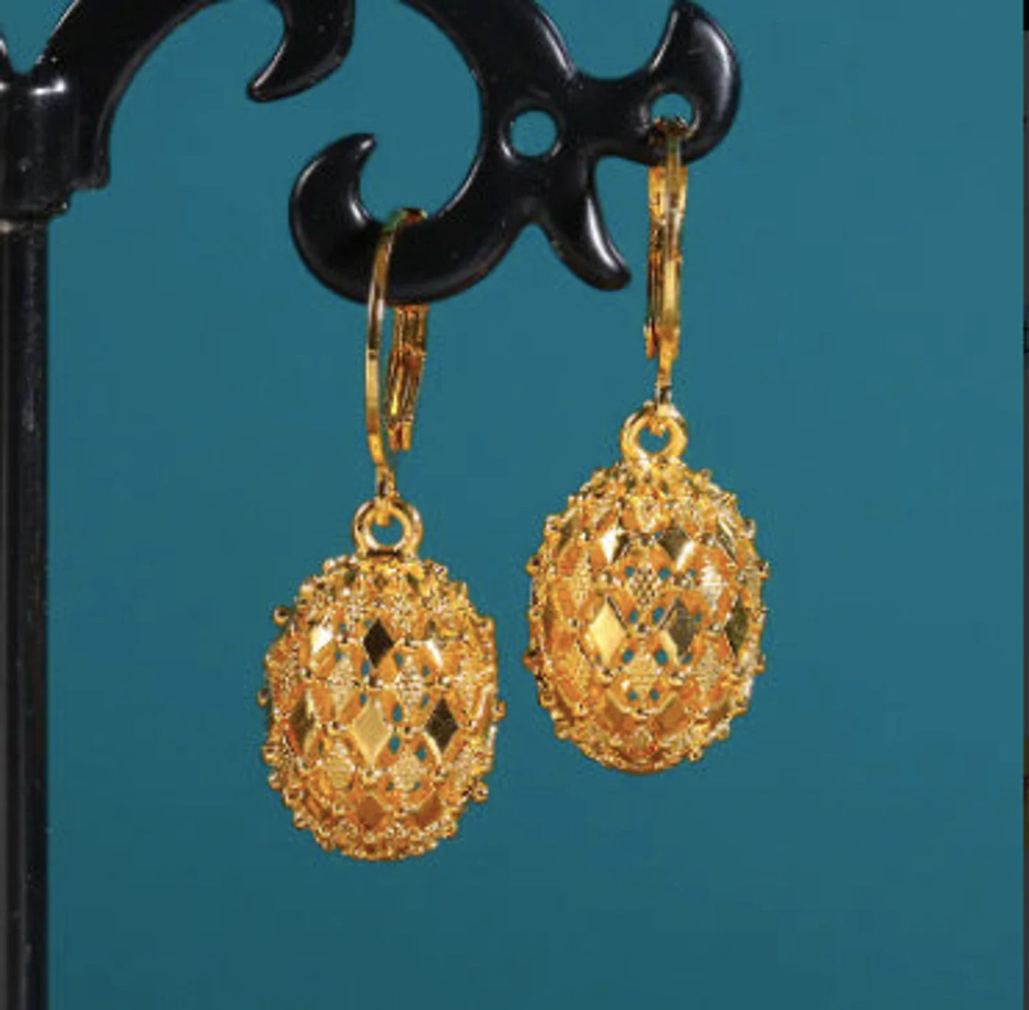 Intricate Gold Lantern Earrings