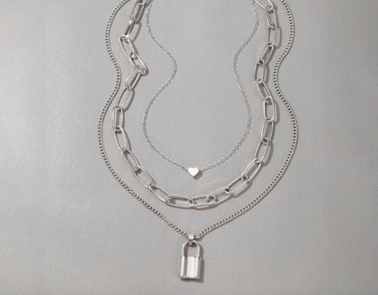 Chain Necklace with Lock Charm