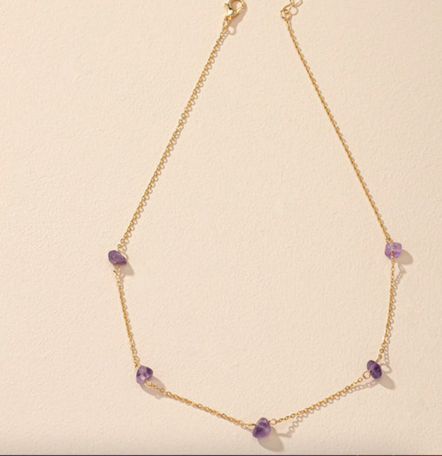 Amethyst Purple Crystal Chain Necklace