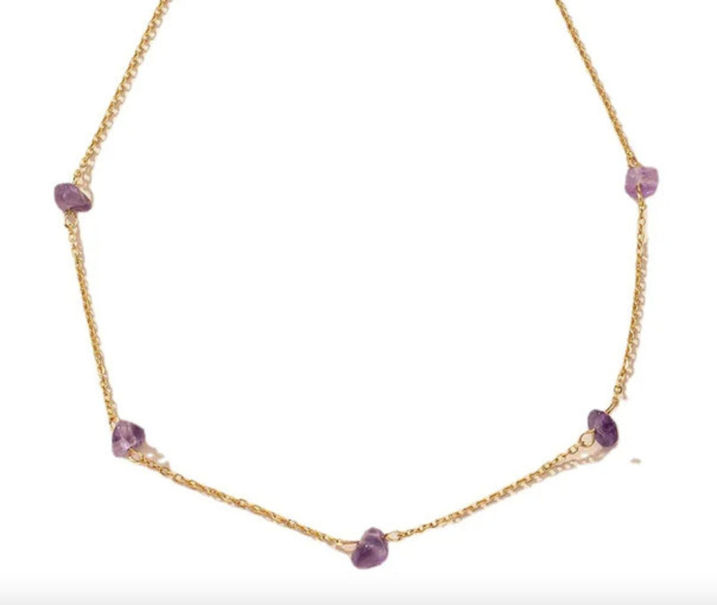 Amethyst Purple Crystal Chain Necklace