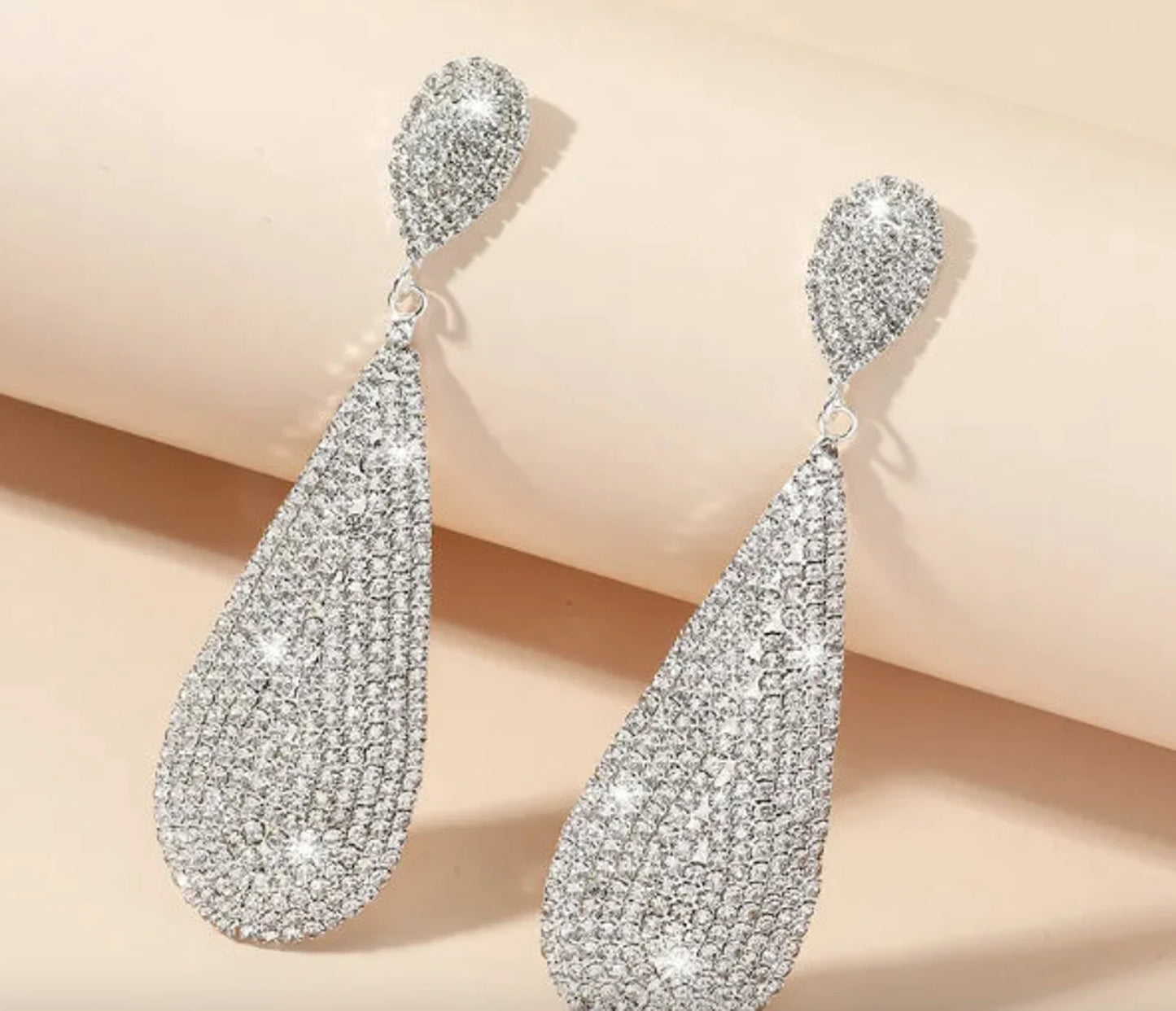 Crystal Inlay Teardrop Earrings