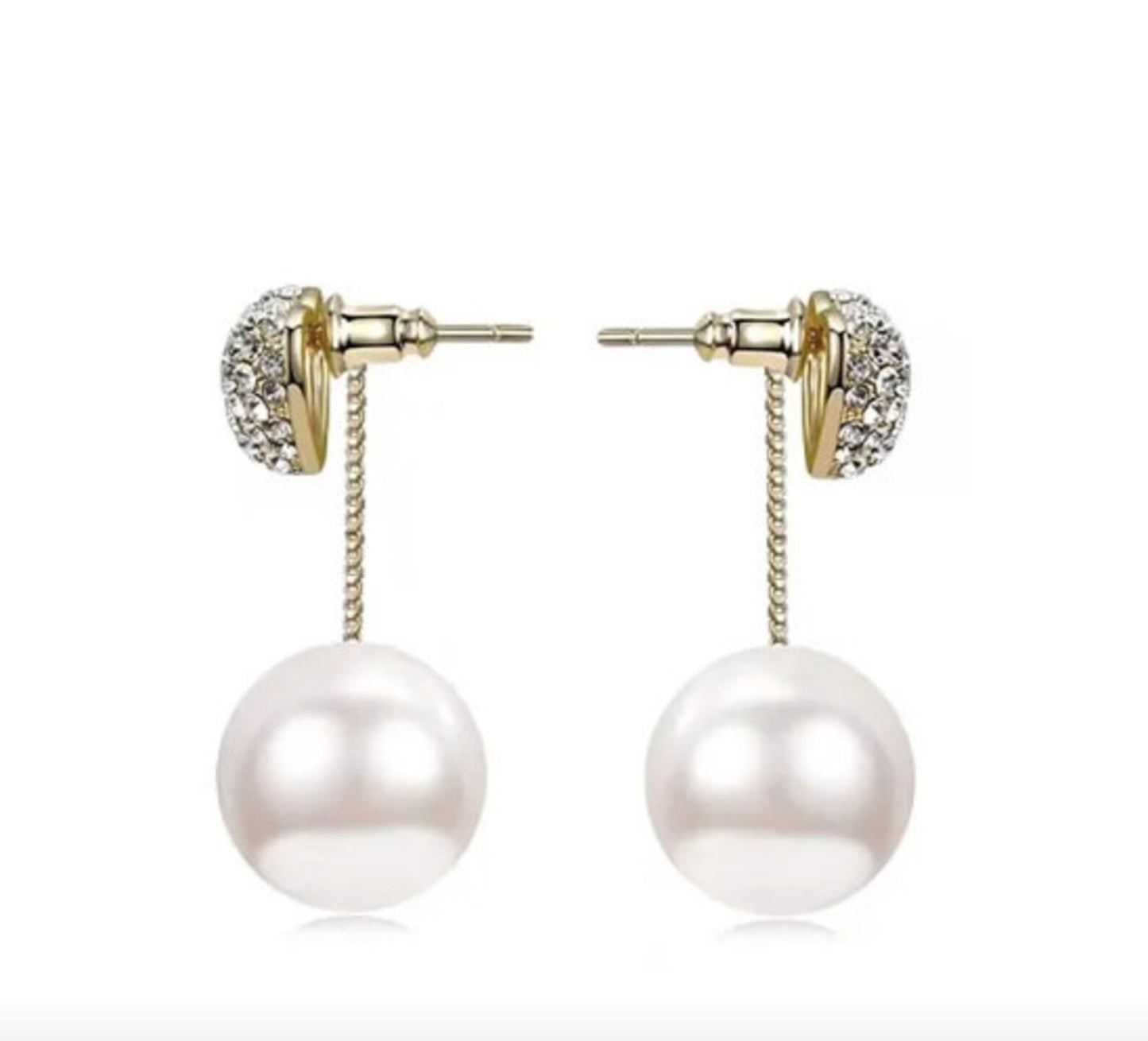 Pearl and Heart Rhinestone Inlay Earrings