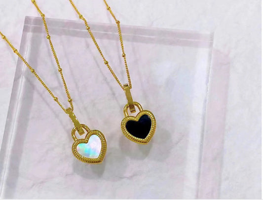 Double Sided Heart Pendant Necklace