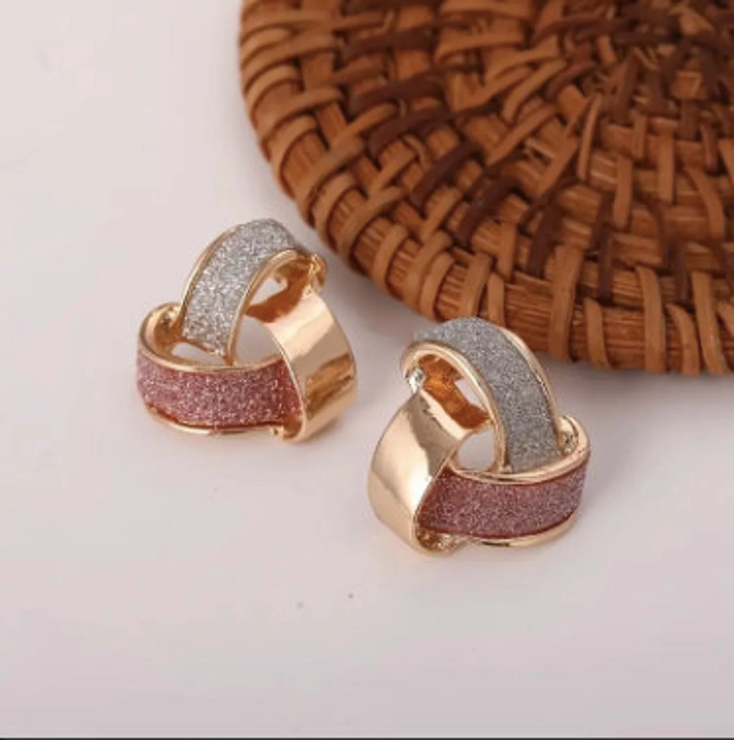 Rose Gold, Silver and Gold Geometric Earrings
