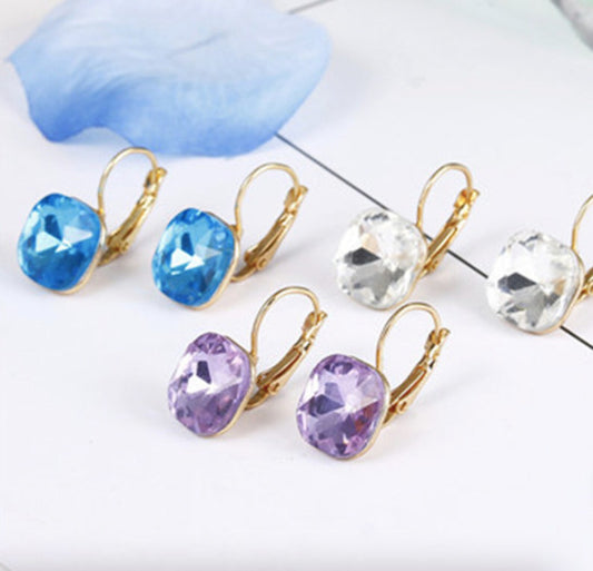Artificial Gemstone Square Earrings