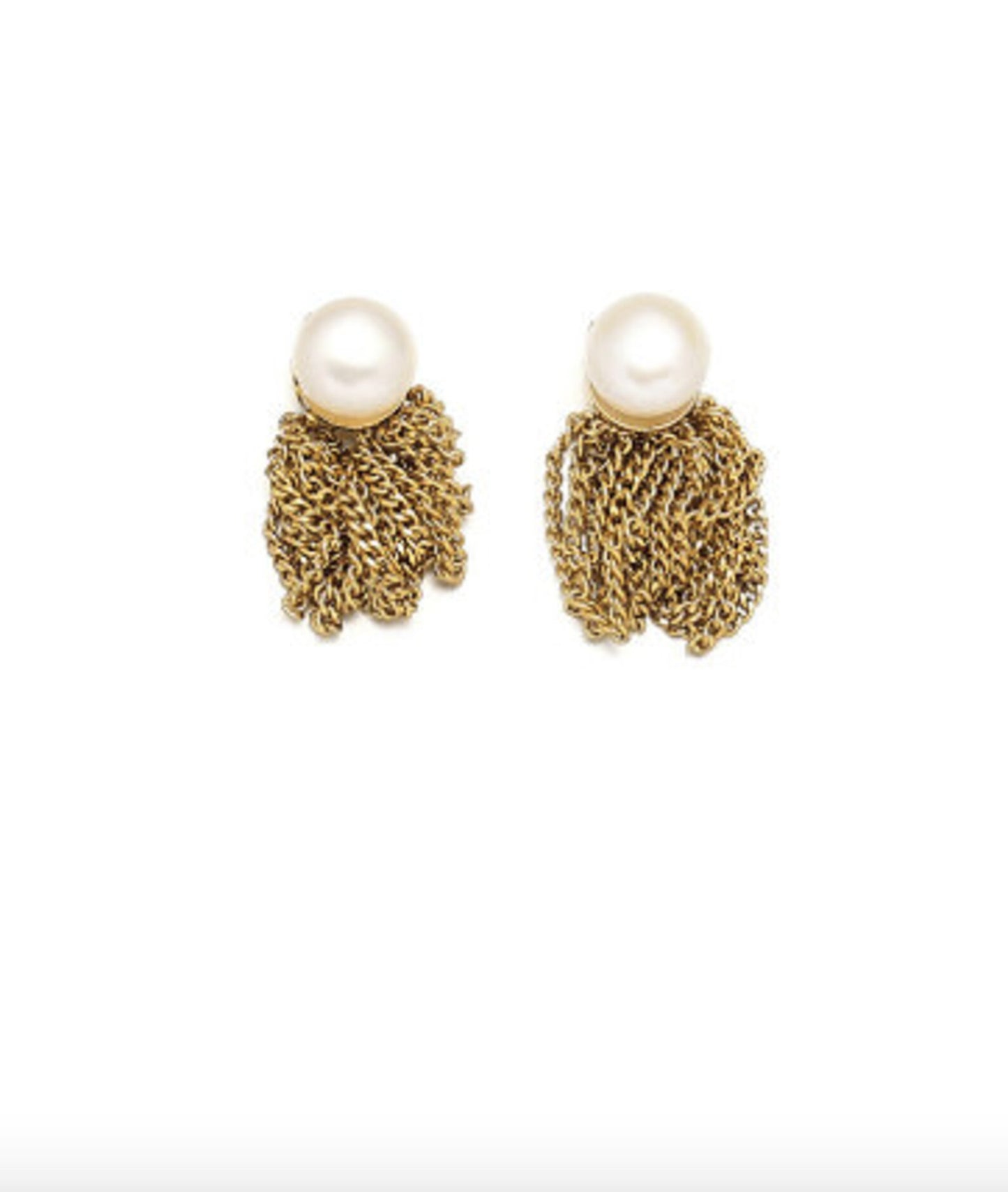 Pearl Tassel Vintage 18k Gold Plated Drop Earrings