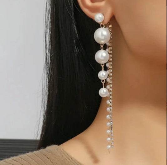 Drop Pearl Long Earrings