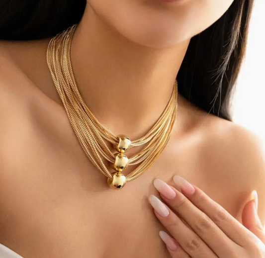 Elegant 3 Layer Gold Chain Necklace