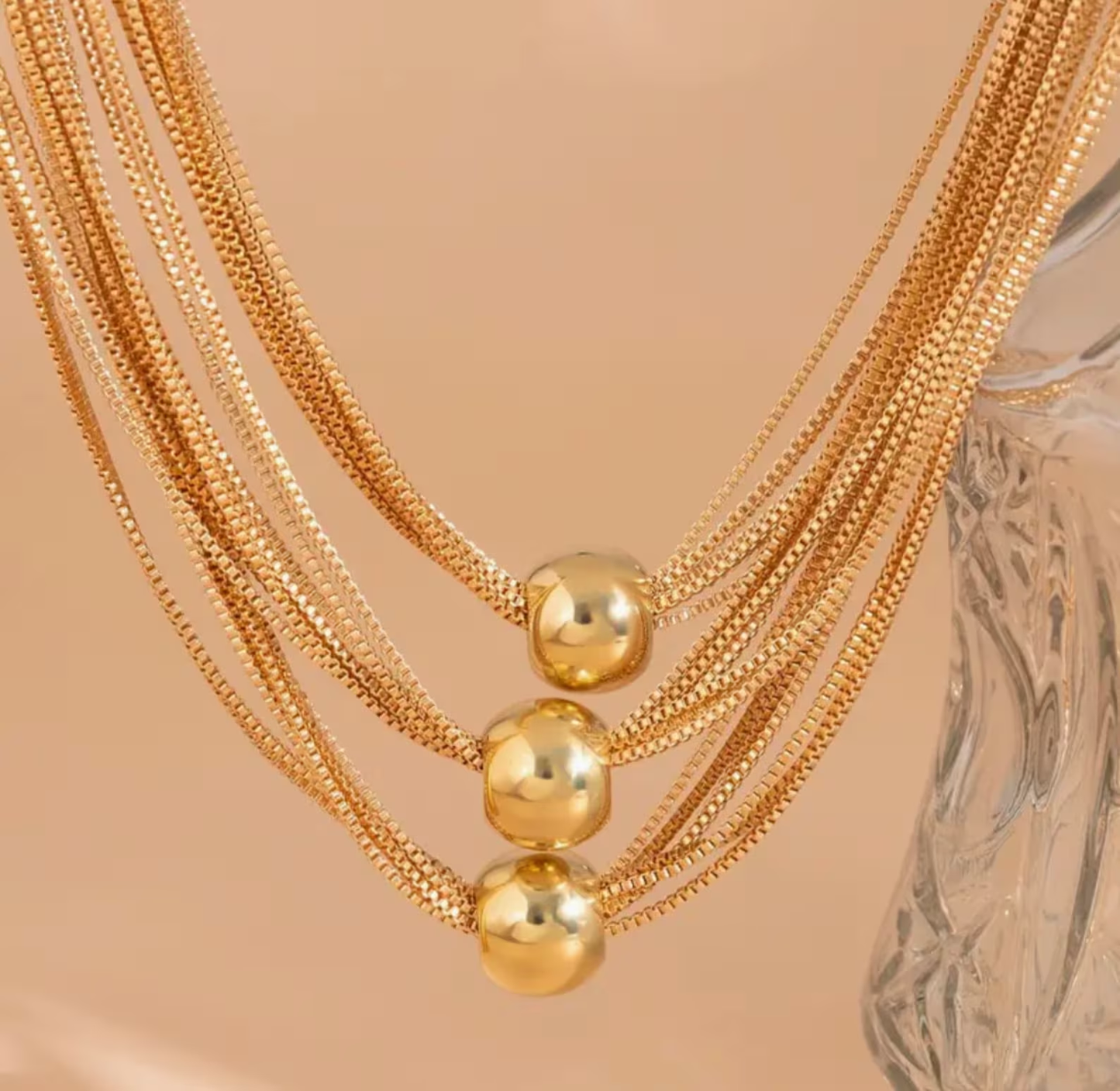 Elegant 3 Layer Gold Chain Necklace