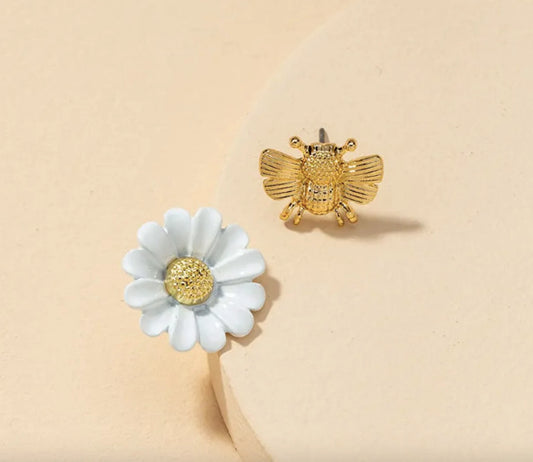 Flower & Bee Pair Earrings