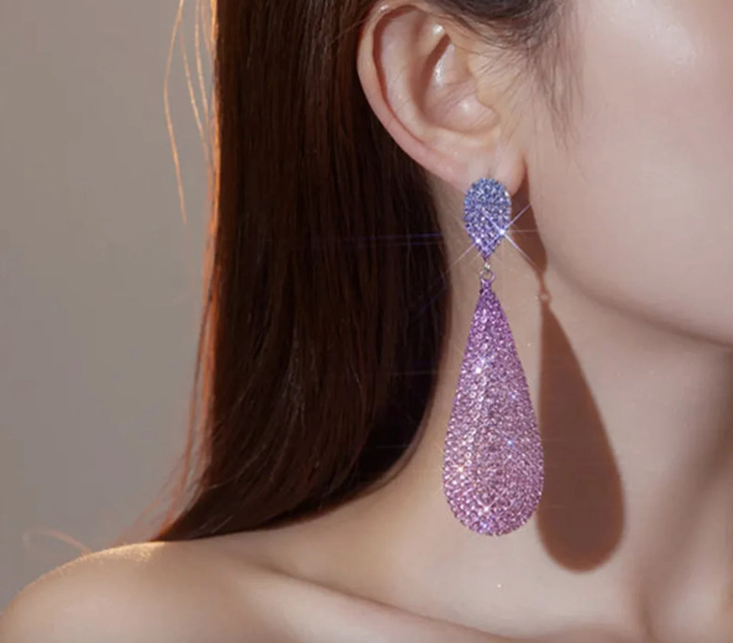 Crystal Inlay Teardrop Earrings