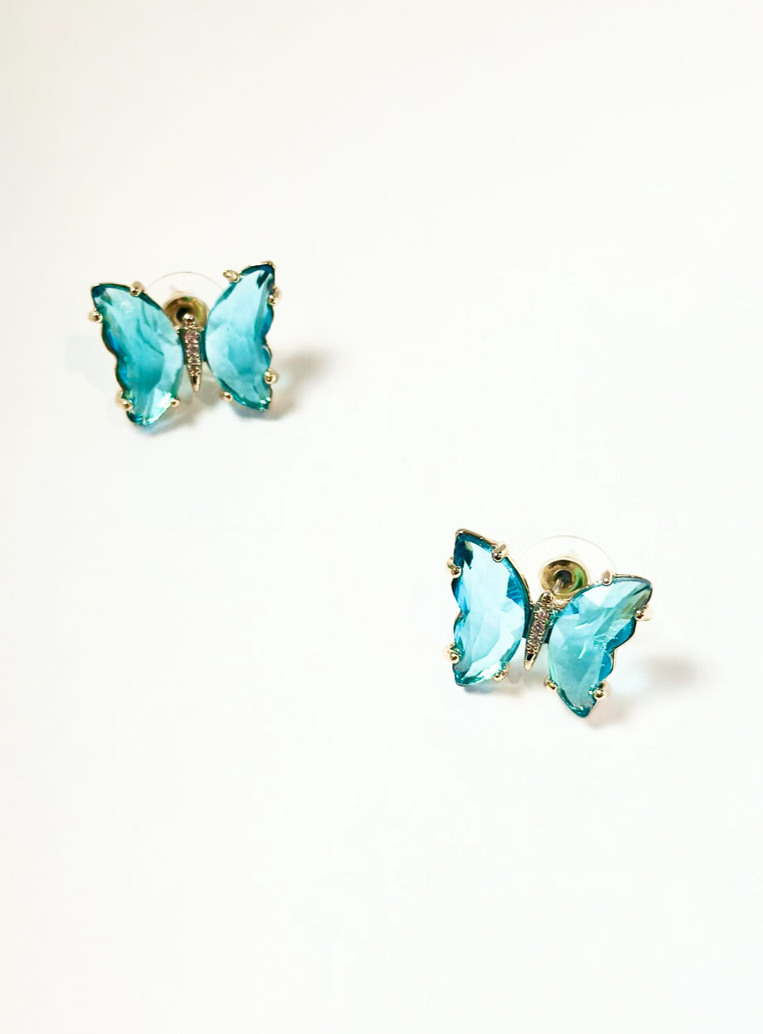 Turquoise Butterfly Diamond Stud Earrings 14K Gold | LeMel – LeMel