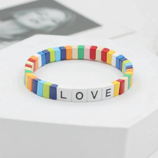 Colorful Alloy Stretchy LOVE Bracelet