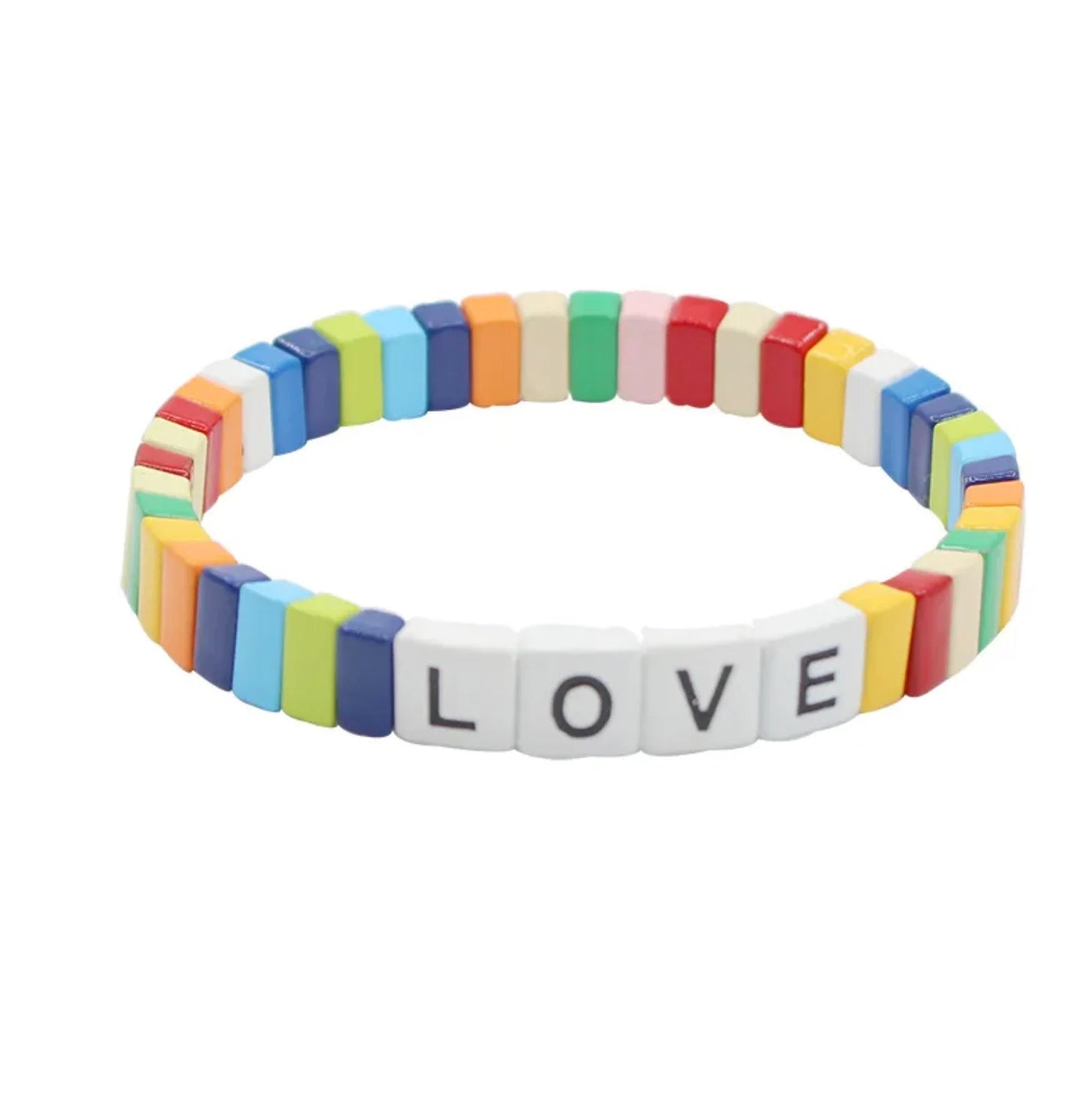 Colorful Alloy Stretchy LOVE Bracelet